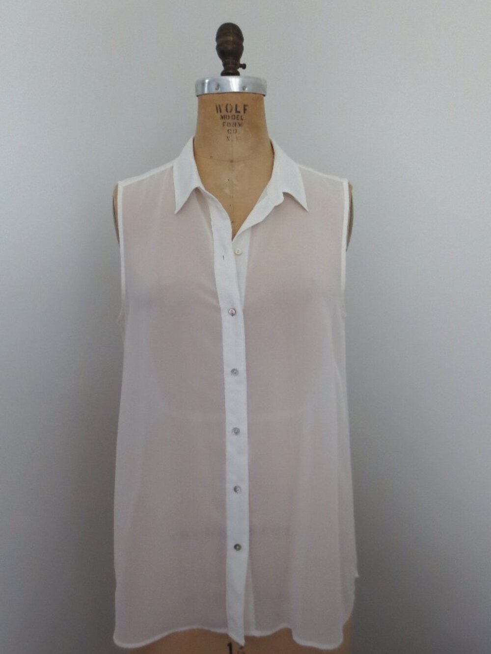 H&M Sheer Button Front Sleeveless Blouse